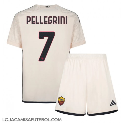 Camisa de Futebol AS Roma Lorenzo Pellegrini #7 Equipamento Secundário Infantil 2023-24 Manga Curta (+ Calças curtas)